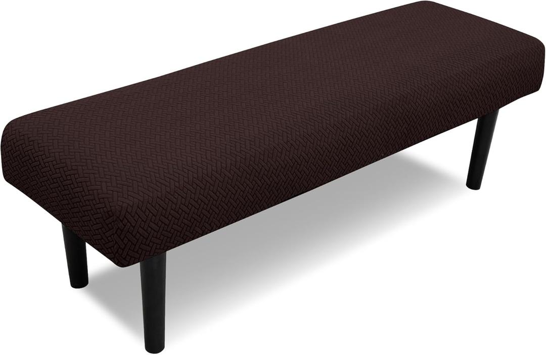 Stretch Bench Covers, Bench Seat Covers, Bench Cushions Covers, Printed Bench Seat Protector, Washable Bench Slipcover, Rectangle Bench Covers for Dining Room, Living Room, Kitchen(Twill coffee)