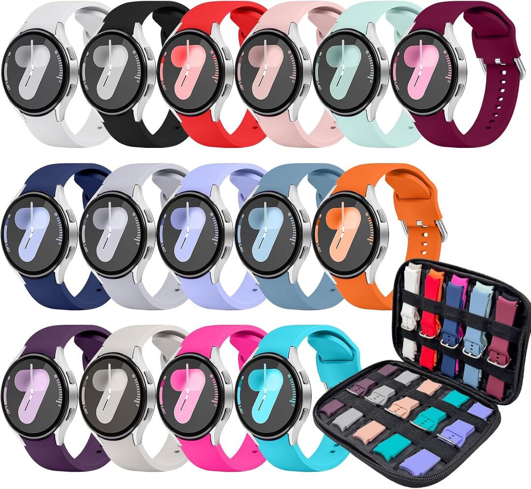 Sport Bands Compatible with Samsung Galaxy Watch 8 7 6 5 40mm 44mm Galaxy 6 Classic 47mm 42mm 8 Classic 46mm Bands Silicone Watch Bands&Storage Organizer for Women Men