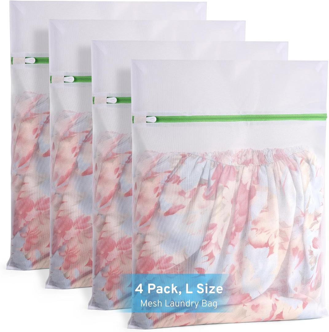 3 x 4 Pcs Mesh Laundry Bags Set for Delicates with AUTO-Lock Zipper, Lingerie Bags for Washing Delicates, Laundry Bags Mesh Wash Bags, Delicates Laundry Bag for Jeans,Blouse,Stocking,Bra(Large,20" x 16")
