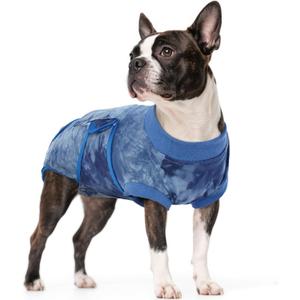 Kuoser Dog Surgery Recovery Suit, Anti Licking Surgical Suit for Dogs Male Neuter, Soft Dog Surgery Suit Female Spay Subsititute E-Collar Cone, Doggie Body Suits After Surgery Blue Tie Dye (Medium, Back: 13.4" - 16.1"; Weight: 14 - 25LB)