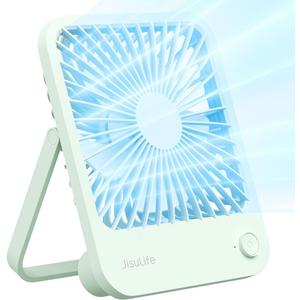 JISULIFE Desk Fan Battery Rechargeable, 4500mAh 180Foldable Portable Personal Fan, 4 Speeds Adjustable Long Battery-life for Home Office Travel Outdoor Gifts for Women Men-Green