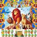 42pcs Lion-Kings Party Supplies Pack IncludesBannerCake TopperBlackdrop,Balloons for Lion-Kings party Decoration