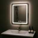 LED Bathroom Mirror, 19x27 in Vanity Mirrors with Backlit Lights for Shaving, Fogless Makeup Mirror Wall Mounted with Demister, Dimmable 3 Color Lighting, IP54, Vertically Only