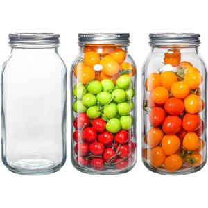 64 oz Mason Jars Wide Mouth,3 Pack Large Half Gallon Mason Jar with Airtight Lids,Air Tight Glass Pickling Jars for Canning,Fermenting,Food Storage
