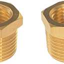 YOUHO 1 to 3/4 reducer Brass Threaded Pipe Fitting 1 NPT Male x 3/4 NPT Female Hex Bushing Adapter (Pack of2)