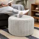 Asuprui Round Ottoman Pouf Ottoman Foot Stool Seat Faux Fur Bean Bag Foot Rest Floor Chair Leg Rest for Living Room, Bedroom or Wedding Gifts 20x20x14 Inches (Light Gray)