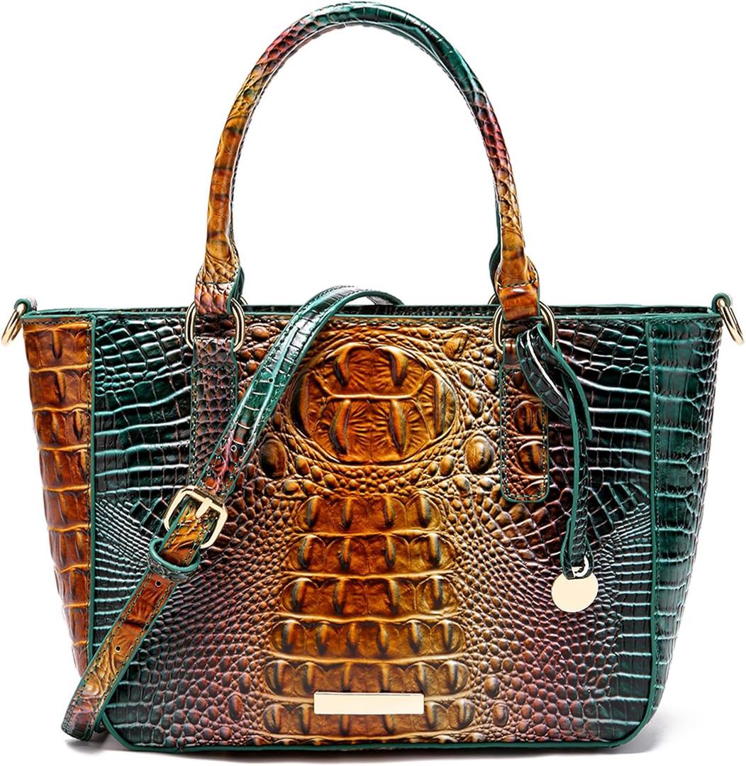Makcr Joacbv Ladies Tote Leather Bags for Women Crocodile Embossed Zipper Satchel Purse Elegant Compartments Crossbody Work