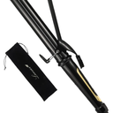 LANVIER 1.25 Inch Curling Iron, Extra Long Barrel 1 1/4 Inch Curling Iron for Long Hair up to 450F, Worldwide Dual Voltage Hair Curler for Traveling, Hair Waving Style Tool Black