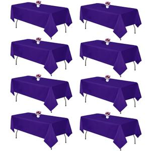 8 Packs Purple Tablecloth Rectangle 60x102 Inch Rectangular Table Cloth for 6 Foot Rectangle Tables, Wrinkle Resistant Polyester Fabric Tablecloth Washable Table Cover for Wedding Party Decor