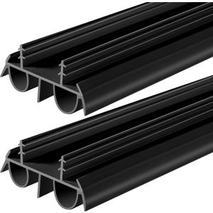 2 Pcs 36" Double Bubble Kerf Door Sweep, 1-3/4" Wide Weatherstrip Seal for Exterior Doors, Draft Stopper for Energy Saving, Windproof & Dustproof Door Bottom Seal, Black