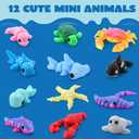 JOYIN 12 Pcs 3D Printed Ocean Animals Set, Mini Animals 3D Printed Toys - Cute Articulated Flexible Figurines Fidget Toys for Party Favors Birthday Gifts Desk Pets Office Home Decor