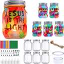 6 Set 2026 VBS Crafts Mason Jars Kit with Jesus Is The Light Stickers LED Candles Light Tissue Paper Twine for Sunday School Activities Christian DIY Projects Religious Decoration