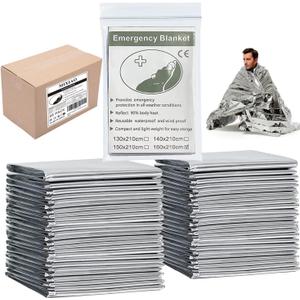 Emergency Foil Thermal Blanket (Pack of 25), 210 x 160 cm (82" x 63") Emergency shelter Survival Reflective Blankets Perfect for Outdoors, Hiking, Survival, Marathons or First Aid
