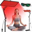 Morfone Red Light Therapy for Body & Face - Infrared Light Therapy Lamp 660nm, 850nm, 940nm Tri-Wavelength LED Beads Panel with Height Adjustable Stand for Home Use, Gift for Women Girls