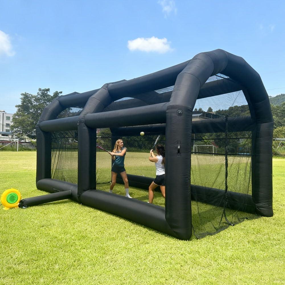 Inflatable Tennis Tent Baseball Cage Football Court Cage Inflatable Baseball Field Softball Batting & Pitching Cage with Blower, 20ft L×10ft W×10.5ft H