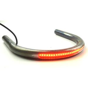 Retro Motorcycle Cafe Racer Seat Frame Hoop Brat Loop with LED Strip Brake Light Tail Light Turn Singal (7/8 inch Tube/Flat Loop/Width 195mm/7.68in)