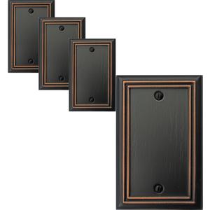 OKAWYC Single Blank Light Switch Cover Adler Metal Wall Plate, 4-Pack Aged Bronze 1 Gang, Light Switch Cover Outlet Cover Decorative Wallplate, Durable