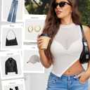 Avidlove Women Camisole Tops Sheer Mock Neck Tank See Through Summer Mesh Shirts Asymmetrical Top Clubwear (White)