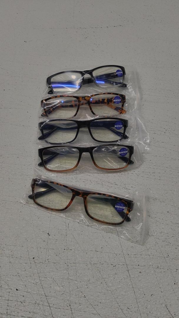 Gaoye Professional Reading Glasses for All Day - Computer Readers with Blue Light Protection - Value Pack 5 pcs, +1.75
