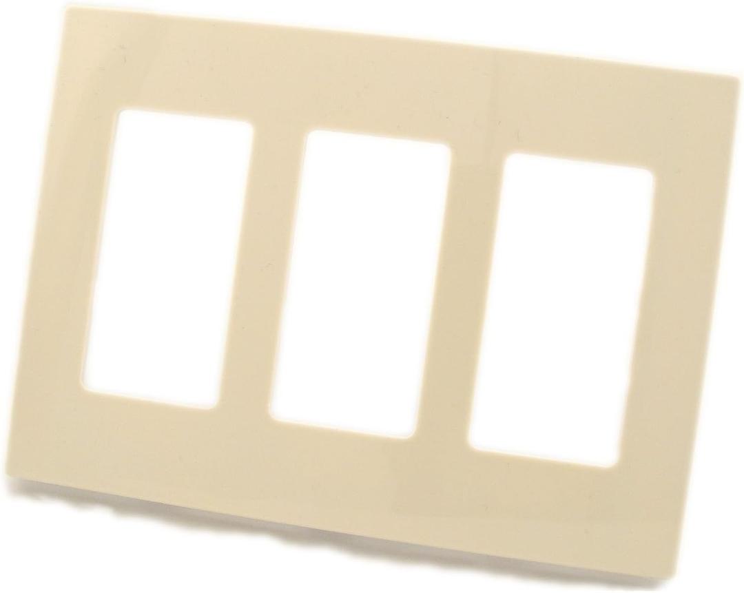 Leviton 3-Gang Decora Plus Screwless Snap-On Wallplate, 80311-ST, Light Almond