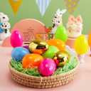 JOYIN 3.15" 144 PCS Plastic Easter Eggs 6 Golden Eggs, Large Empty Eggshells Fillable for Easter Hunt, Parties, Basket Stuffers Filler, Classroom Prize Supplies