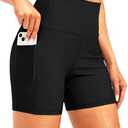 Soothfeel Women's High Waisted Swim Board Shorts 5 Inch UPF 50+ Tummy Control Bathing Suit Bottoms for Women with Pockets, Size: M