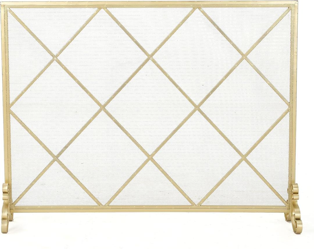 Christopher Knight Home Howell Single Panel Iron Fireplace Screen, Gold