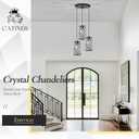 CATINER 3 Lights Crystal Pendant Light Modern Black Mini Chandelier, Adjustable Cluster Pendant Light Fixture for Kitchen Island Dinning Room Bedroom Hallway Porch