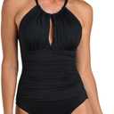 La Blanca Womens One Piece Swimsuit High Neck Keyhole Island Goddess (14)