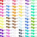 100 Pairs Heart Sunglasses for Women Rimless Transparent Heart Shaped Glasses Valentine Fashion Lady for Party Favors (Multi Color)
