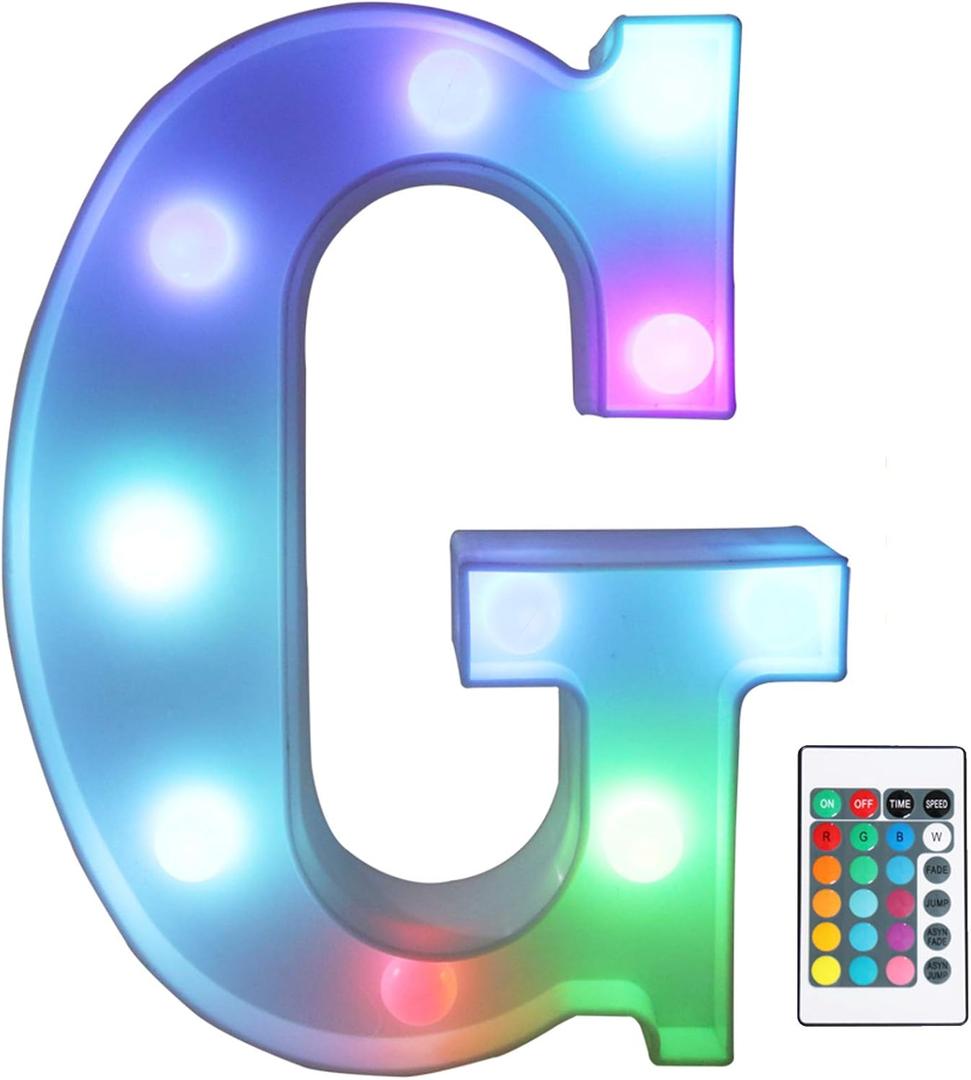 Pooqla Colorful LED Marquee Letter Lights with Remote  Light Up Marquee Signs  Party Bar Letters with Lights Decorations for The Home - Multicolor G
