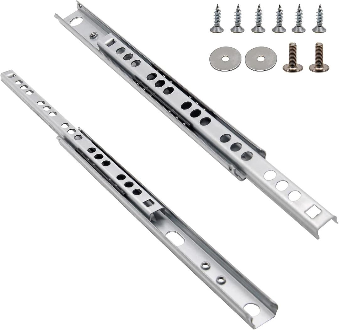 12 Inch Drawer Slides, Metal Drawer Slide, Small Drawer Rails, Ball Bearing Dual Direction Slide Track Rail, Pack of 2 (0.7 inch Wide)