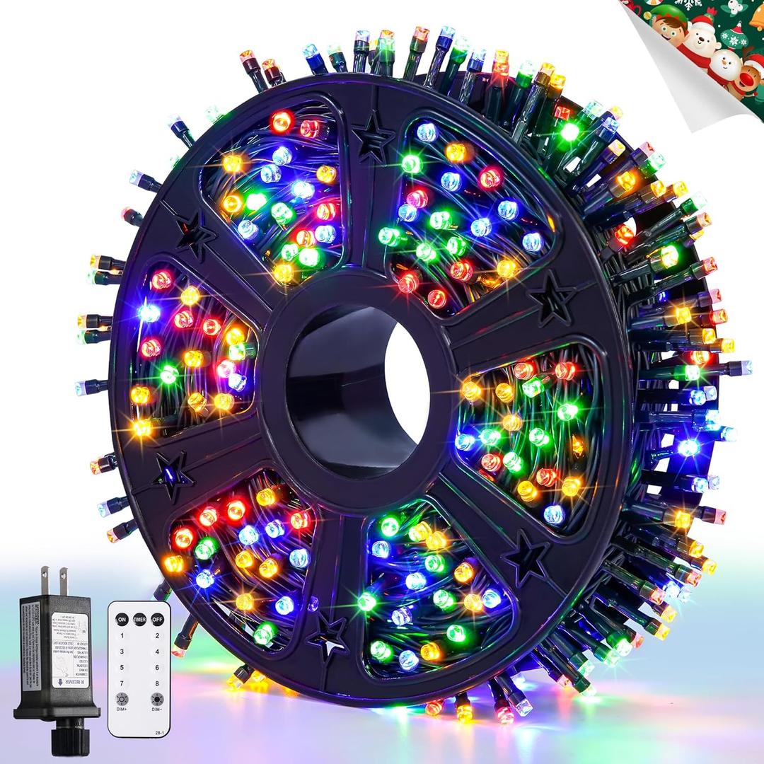 JMEXSUSS 400 LED Christmas Lights Outdoor Decorations, 132ft Multicolor Christmas Tree Lights with Remote, Indoor String Lights Plug in for House Christmas Bush Decor