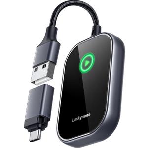 Luckymore Wireless Carplay Adapter, Converts Wired to Wireless Carplay Dongle for Plug & Play Carplay Fit for Cars from 2017 & for Apple iPhone iOS 10+