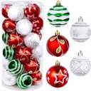 2.36" Christmas Balls Ornaments Set, 30ct Shatterproof Hanging Christmas Ornaments for Xmas Trees Decor Holiday Party (Red Green White)