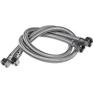 Faucet Line Connector Braided 304 Stainless Steel Supply Hose 1/2" I.P. Female Thread to 1/2" I.P. Female Straight Thread Faucet Hose Replacement (One Pair)