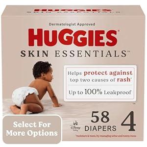 Huggies Size 4 Diapers, Skin Essentials Baby Diapers, Size 4 (22-37 lbs), 58 Count
