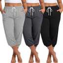 3 Pack Mens Cotton Pajamas Pants Lounge Pjs Bottoms Sleepwear Bottoms Soft Pants with Pockets Drawstring