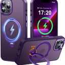 360 Spin Magnetic Stander for iPhone 13 pro Case [Compatible with Magnetic] [Built-in Kickstand] Mil-Grade Protective, Matte Non-Slip for iPhone 13 pro Phone Case(Purple)