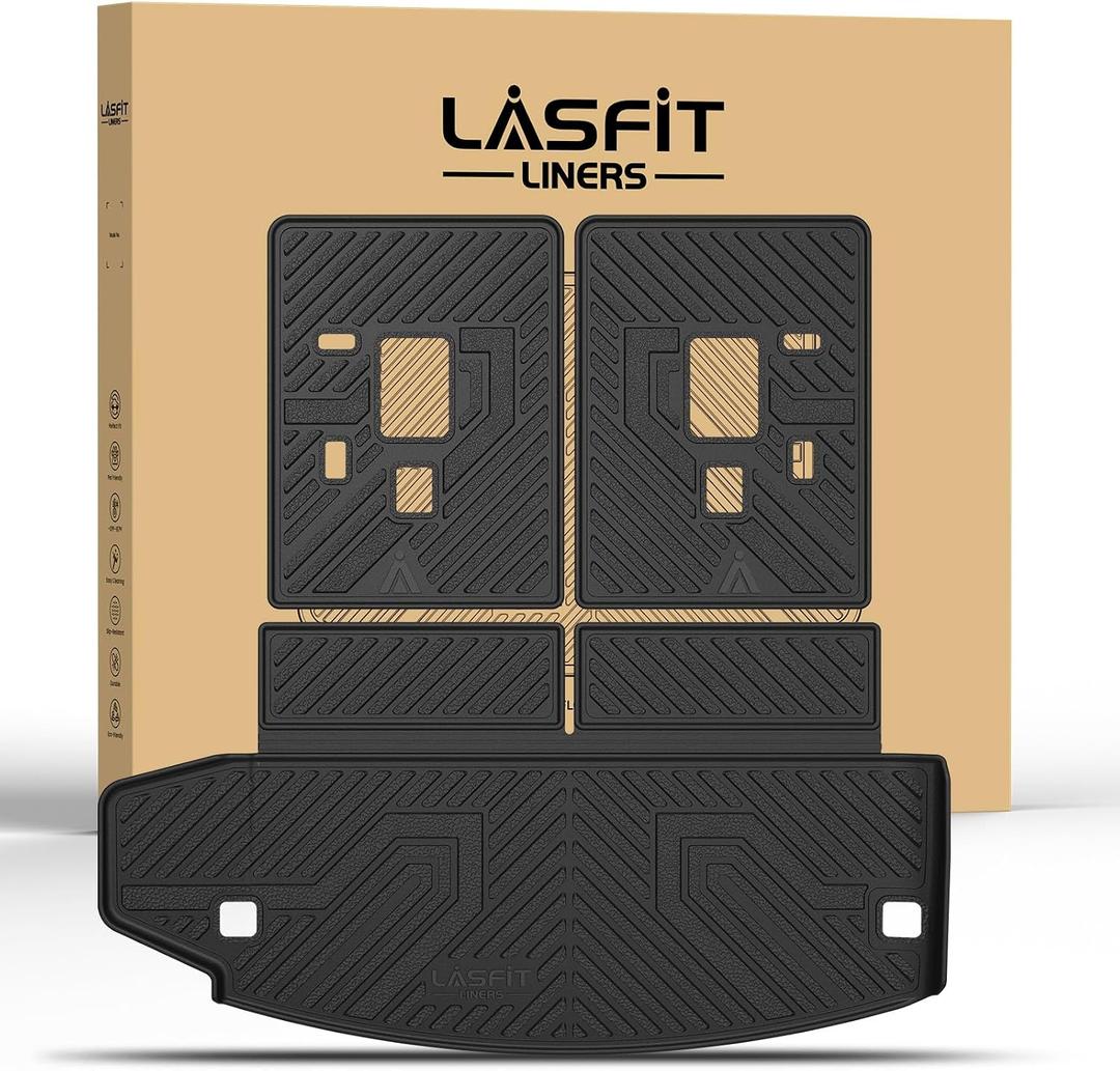 LASFIT Trunk Mat & Backrest Mat for Dodge Durango 2011-2026, Fit 6 Seats & 7 Seats, Not Fit 5 Seats, Not for 5 Seats, All Weather TPE Custom Fit Car Mat Cargo Liner, Black