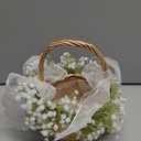 Flower Girl Basket Wedding Baby Breath Artificial Flower Girl Basket Rustic Wedding Small Wicker Rattan Baskets with Bow Handle for Spring Home Decoration Baby Shower Picnic Garden Party