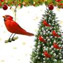 Hand Carved Northern Cardinal Wooden Cardinal Figurine for Hanging Decor Indoor Christmas Tree Home Decor,Presents for Bird Lovers Holiday Festival (1pcs)