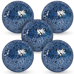 FUTUREPLUSX 5PCS Decorative Balls for Bowls, 3.14 Inch Dark Blue Orbs Glass Balls for Centerpiece Bowls Mosaic Sphere for Home Decoration Dining Table
