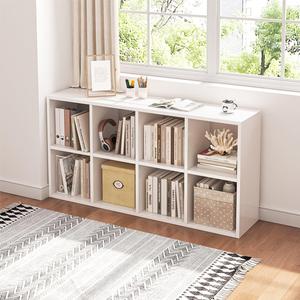 8 Cube Organizer Bookcase - Fabric Storage Bins Container, Open Shelf Simple Compartments Bookshelf, White