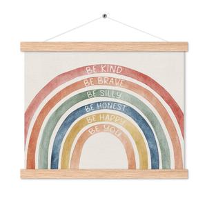 Puyfsdhg Boho Classroom Poster Hanger Frame, Inspirational Poster Framed with Wood Hanger, Boho Rainbow Motivational Wall Hanging Banner for Kids Boys Girls Room Bedroom Playroom Decor, 16x12in