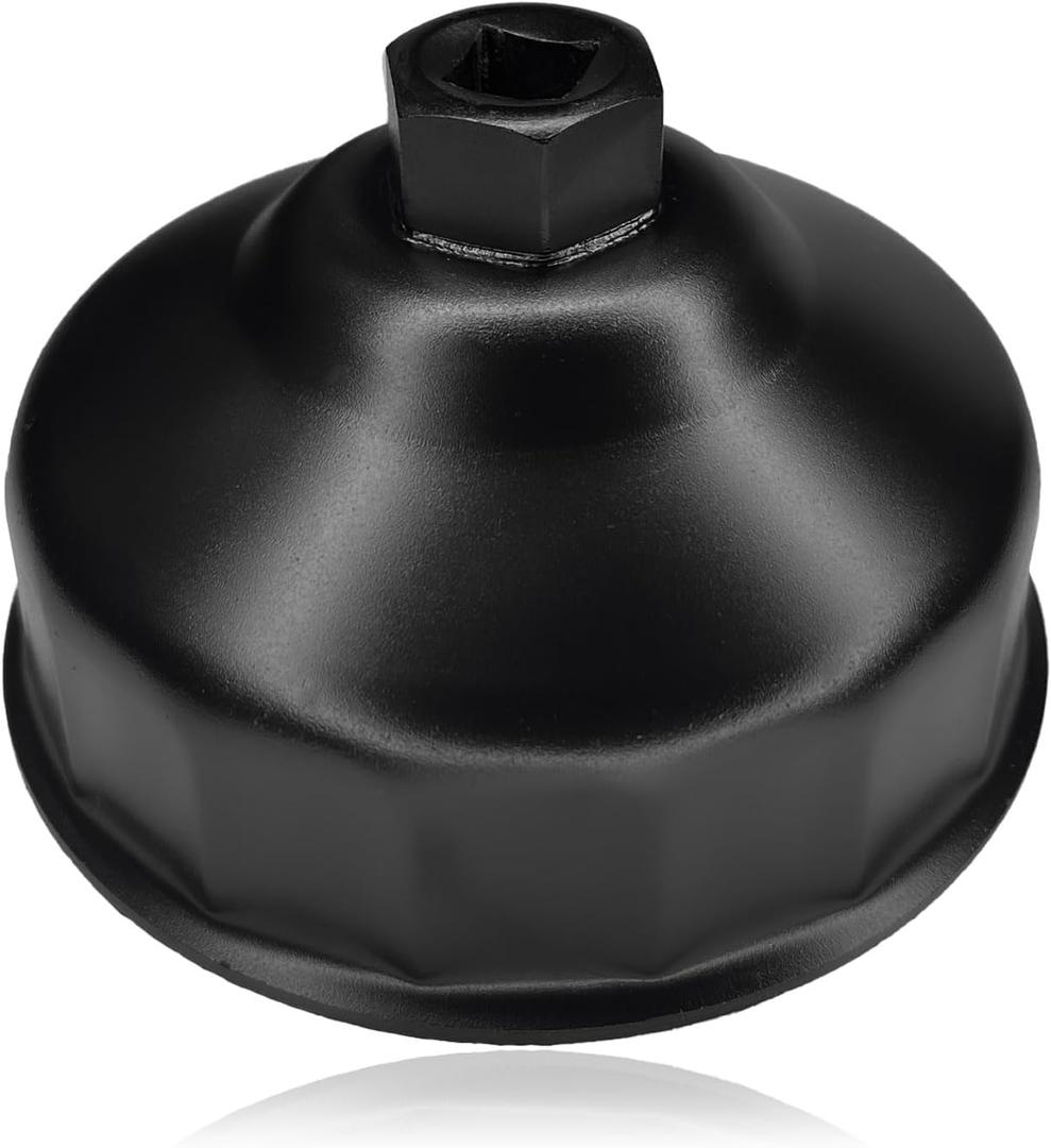 86.4mm 16 Flutes Oil Filter Wrench for BMW and Volvo, Oil Filter Removal Tool to Change Oil, Steel Socket Wrench Kit for 3/8" Drive with 86mm Filter Housing Caps (Black)