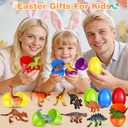 SpringFlower Filled Easter Egg With Dinosaur Toy,Easter Basket Stuffers for Kids, Easter Egg Hunt Game,Easter Party Favor Supplies Classroom Rewards, Basket Essentials, 12 PACK