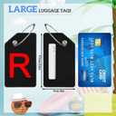 8 Pcs Initial Letter A-Z Luggage Tags Silicone Suitcase Instrument Tag with Name Card and Stainless Steel Loop(Letter R,Red, Black)