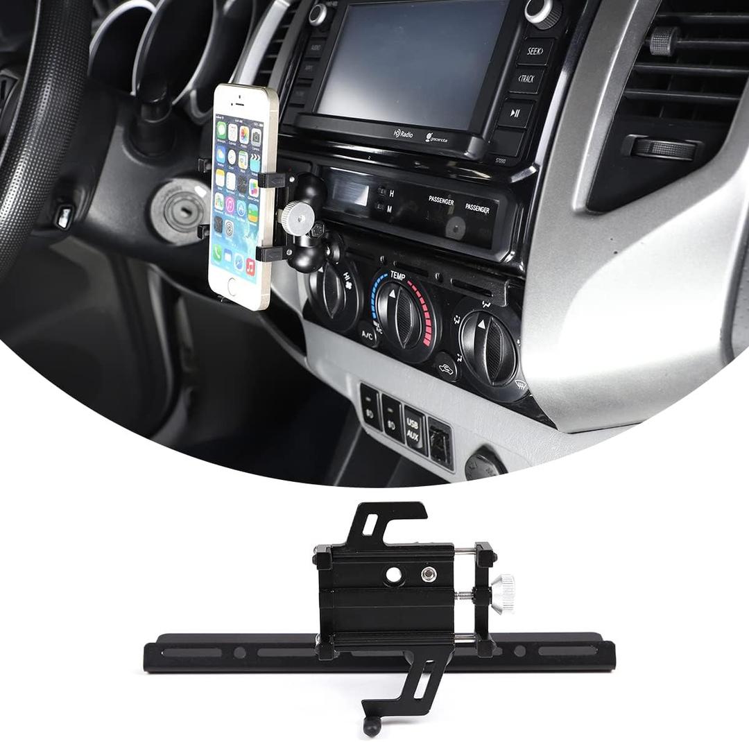 Aluminum Alloy Black Central Console Multi-Function Navigation Bracket for Toyota Tacoma 2011-2014 Car Phone Holder Mount