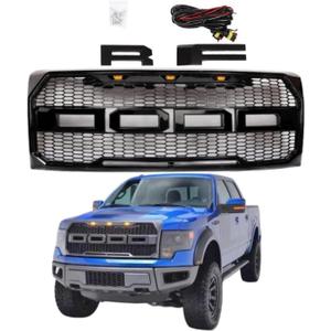 Car Front Bumper Grill Hood Grille Black | Compatible With Ford Raptor F150 F-150 2009-2014